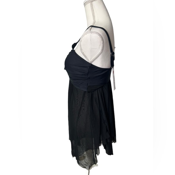 KATE KASIN flowy black sheer twist front long modest tankini swim top sz M NWT - Picture 3 of 8